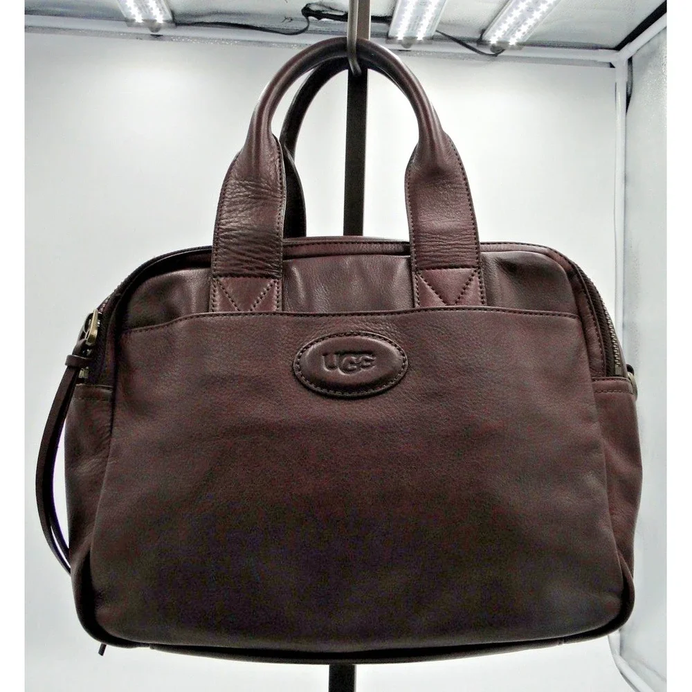 UGG AUSTRALIA UNISEX‎ LEATHER BRANFORD SLIM BRIEF BAG BROWN